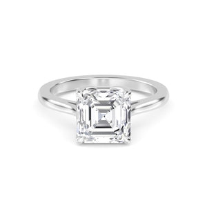 18K Solid Gold 1.53 CT Asscher Cut Diamond Solitaire Engagement Ring