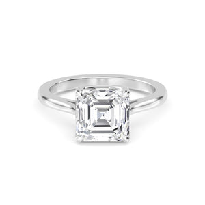 14K 1.5ct Natural Diamond Asscher Cut Solitaire Engagement Ring