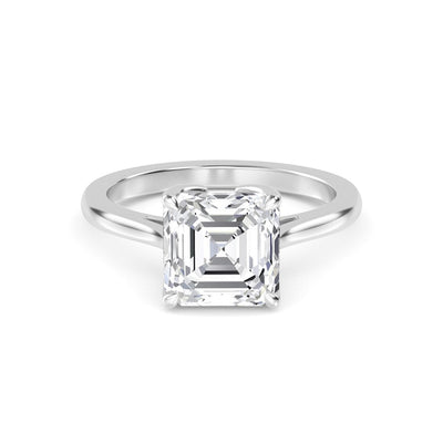 14K 1.5ct Natural Diamond Asscher Cut Solitaire Engagement Ring
