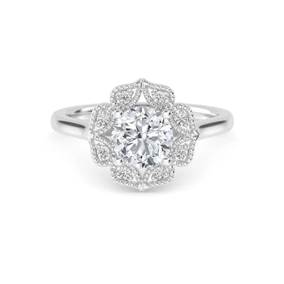 14K 1.18ct Lab Grown Diamond Round Cut Halo Engagement Ring