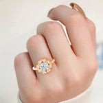 18K Solid Gold 1.18CT Vintage Floral Halo Round Cut Natural Diamond Engagement Ring - Detail | Riyanika Jewels