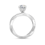18K Solid Gold 1.18Ct Round Lab Grown Diamond Pavé Twisted Solitaire Engagement Rin - Alternate Angle | Riyanika Jewels