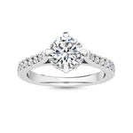 18K Solid Gold 2.87 CT Round Cut Natural Diamond Solitaire with Pave Side Stones Engagement Ring