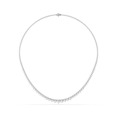 7 CT Classic Graduated Natural Diamond Tennis Necklace in 18K Solid Gold