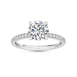 18K Solid Gold 2.57 CT Natural Diamond Round Center with Pavé Side Stones Solitaire Engagement Ring