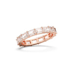 18K Solid Gold 3.2ct Emerald Cut Natural Diamond Eternity Band - Side View | Riyanika Jewels