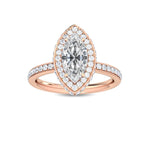 2.01 CT Marquise & Round Lab Grown Diamond Engagement Ring in 18K Solid Gold - Side View