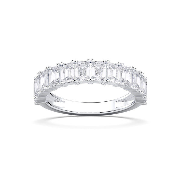 18K Solid Gold 2.5 CT Emerald Cut Natural Diamonds Half Eternity Band