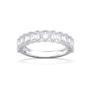 18K Solid Gold 2.5 CT Emerald Cut Natural Diamonds Half Eternity Band