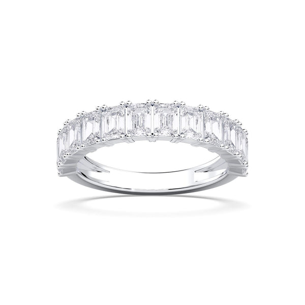 14K 2.5ct Natural Diamond Emerald Cut Half Eternity Band