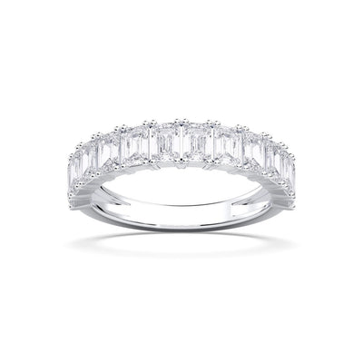14K 2.5ct Natural Diamond Emerald Cut Half Eternity Band