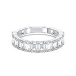 18K Solid Gold 2.5 CT Emerald Cut Lab Grown Diamonds Half Eternity Band - Side View