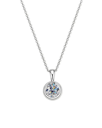 18K Solid Gold 2CT Round Cut Natural Diamond Solitaire Pendent Necklace
