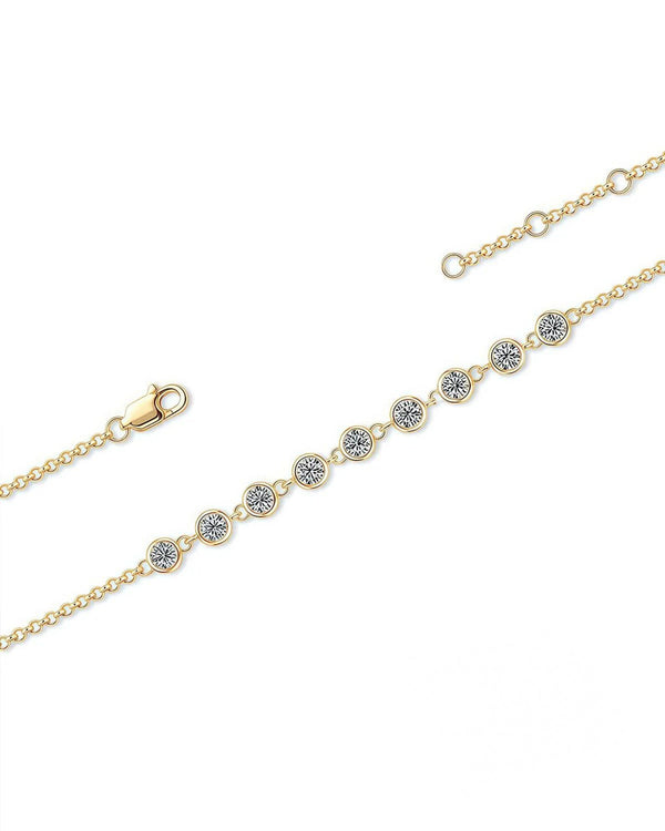 18K Solid Gold 0.9ct Natural Diamond Bracelet | Bezel Diamond Bracelet - Side View | Riyanika Jewels