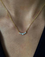 18K Solid Gold 0.58 CTW 5 Diamond Prong Set Diamond Cluster Necklace - Detail | Riyanika Jewels
