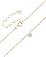 18K Solid Gold Natural Diamond Clover Necklace | Dainty Diamond Necklace - Detail | Riyanika Jewels