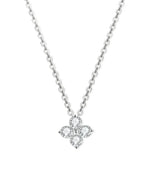18K Solid Gold Natural Diamond Clover Necklace