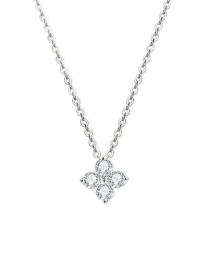 18K Solid Gold Natural Diamond Clover Necklace