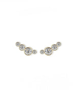 14K Solid Gold Four Natural Diamonds Stud Earrings | 14K Solid Gold Stackable Diamond Studs