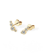 18K Solid Gold Four Lab Grown Diamonds Stud Earrings | 18K Solid Gold Stackable Diamond Studs - Close Up | Riyanika Jewels