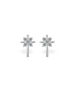 14K Solid Gold Natural Diamond Cross Stud Earrings