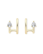 18K Solid Gold Pear Cut 0.3ctw Natural Diamond Ear Cuff - Detail | Riyanika Jewels