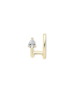 18K Solid Gold Pear Cut 0.3ctw Natural Diamond Ear Cuff - Close Up | Riyanika Jewels