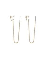 18K Solid Gold Lab Grown Diamond Star Chain Cuff Earring | 18K Solid Gold Threader and - Alternate Angle | Riyanika Jewels