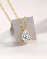 18K Solid Gold 3CT Pear Cut Natural Diamond Solitaire Necklace | 18K Solid Gold Diamond - Side View | Riyanika Jewels