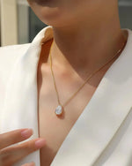 14K 3ct Natural Diamond Pear Cut Solitaire Pendant Necklace