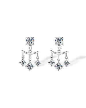 18K Solid Gold 2.4ctw Natural Diamond Split Drop Earrings