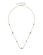 18K Solid Gold Natural Diamond Minimalist Layered Station Chain Necklace - Close Up | Riyanika Jewels