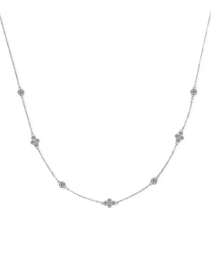 14K Solid Gold Natural Diamond Minimalist Layered Station Chain Necklace