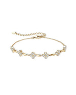 18K Solid Gold 0.72ct Clover Natural Diamond Bracelet | 14K Gold Lucky Leaf Stackable - Alternate Angle | Riyanika Jewels