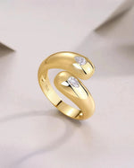 18K Solid Gold 0.6ct Double Pear Natural Diamond Ring | 18K Solid Gold Stackable Rings | - Close Up | Riyanika Jewels