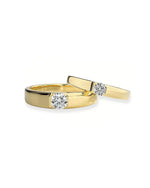 18K Solid Gold Minimalist Natural Diamond Solitaire Rings | 18K Solid Gold Diamond Wedding Band - Side View | Riyanika Jewels