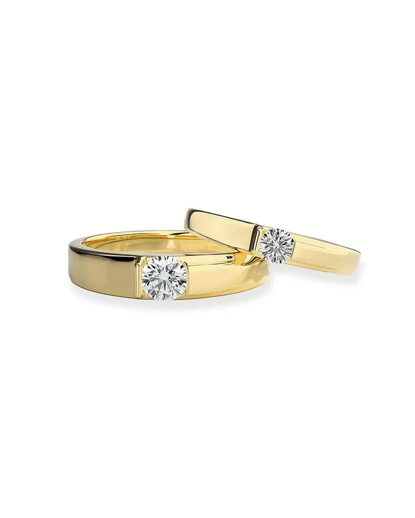 14K Natural Diamond Round Cut Solitaire Wedding Band