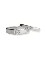 18K Solid Gold Minimalist Natural Diamond Solitaire Rings | 18K Solid Gold Diamond Wedding Band - Close Up | Riyanika Jewels