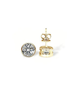 18K Solid Gold Bezel Set Natural Diamond Stud Earrings - Close Up | Riyanika Jewels