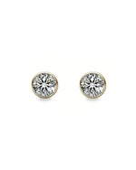 18K Solid Gold Bezel Set Natural Diamond Stud Earrings - Side View | Riyanika Jewels