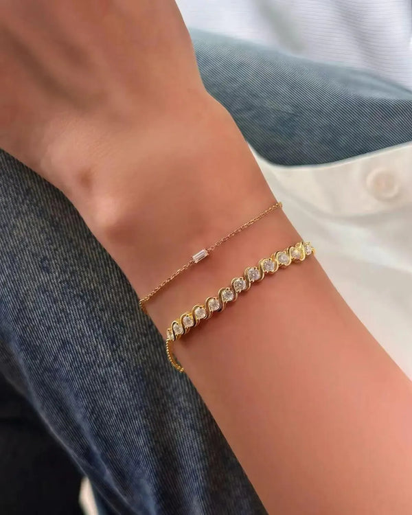14K 0.2ct Lab Grown Diamond Emerald Cut Bracelet