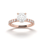 1 CT Round Cut Halo Natural Diamond Solitaire Engagement Ring in 18K Solid Gold - Close Up | Riyanika Jewels