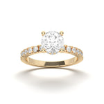 1 CT Round Cut Halo Natural Diamond Solitaire Engagement Ring in 18K Solid Gold - Alternate Angle | Riyanika Jewels