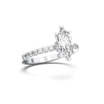 18K Solid Gold 1ct Marquise Cut Halo Natural Diamond Solitaire Engagement Ring | Half Eternity - Detail | Riyanika Jewels