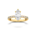 18K Solid Gold 1ct Marquise Cut Halo Natural Diamond Solitaire Engagement Ring | Half Eternity - View 6 | Riyanika Jewels