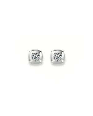 18K Solid Gold Bezel Set Natural Diamond Stud Earrings