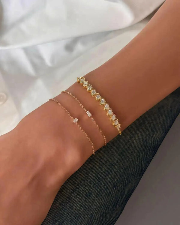 18K Solid Gold 1.2ct Lab Grown Diamond Wave Bracelets - Side View | Riyanika Jewels