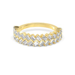 18K Solid Gold 1.00Ct Baguette Natural Diamond Chevron Wedding Band - Detail | Riyanika Jewels