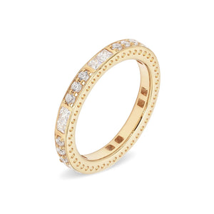 18K Solid Gold 1.51Ct Mixed Cut Alternating Round-Baguette Natural Diamond Eternity Band