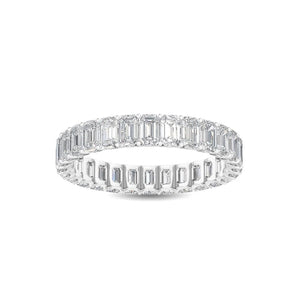 18K Solid Gold 3Ct Emerald Cut Natural Diamond Eternity Band